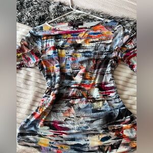 Peck & Peck Multicolor Abstract Short Sleeve Top